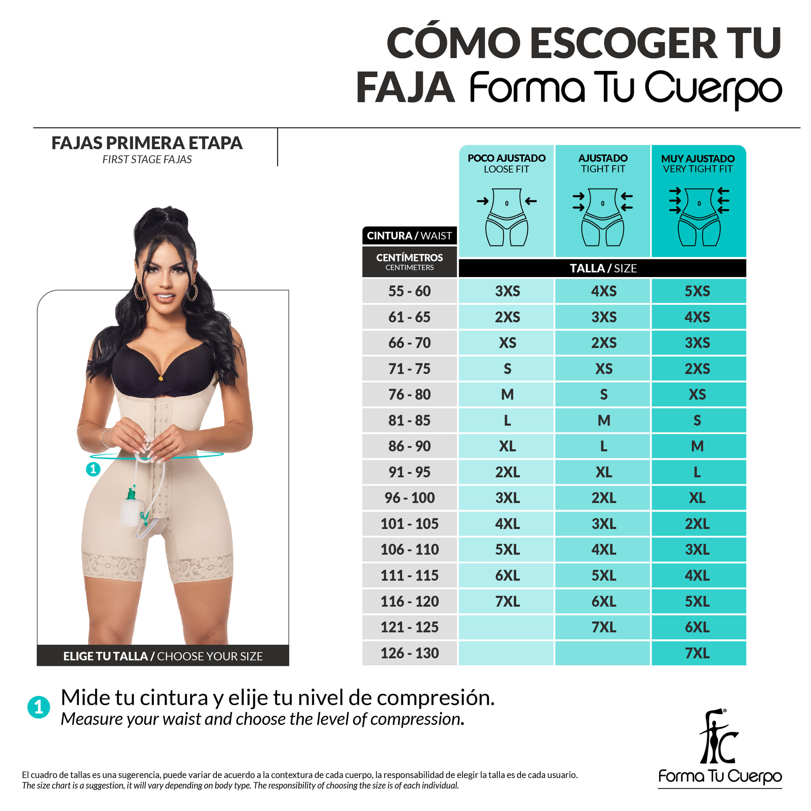 Faja postoperatoria con broches frontales:  Ajuste progresivo y soporte ( REF. C-002 )