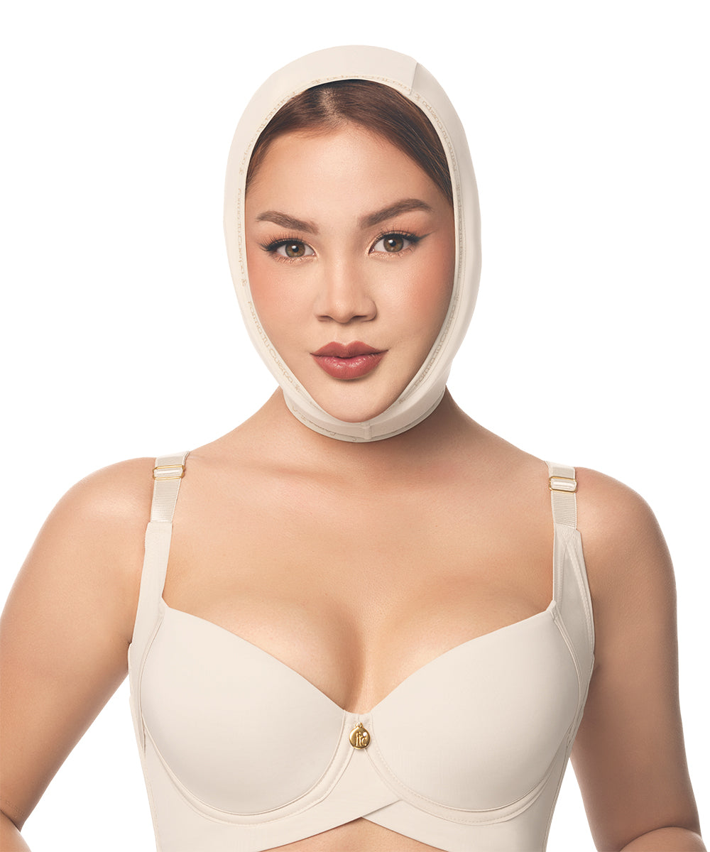 Faja facial post quirúrgica mentonera:  Chin lift & soporte cuello : Ideal para lipopapada ( Ref. C-050 )
