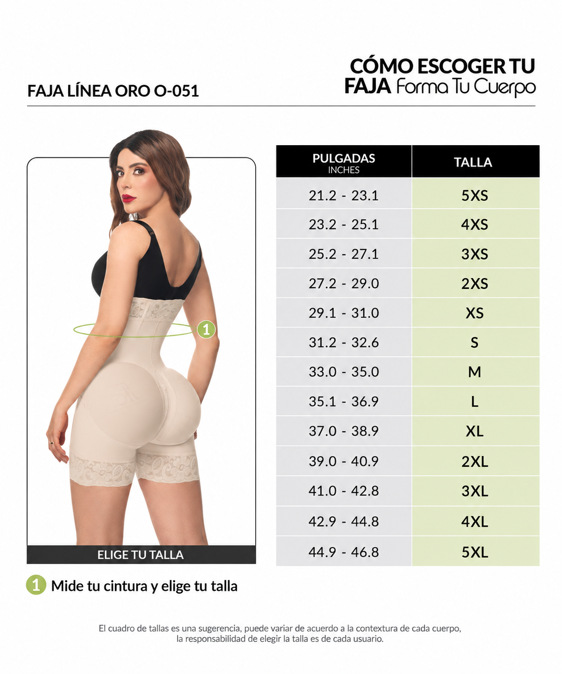 Guía de tallas de este producto
