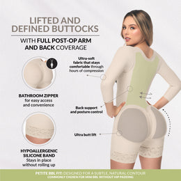 Faja control de abdomen reloj de arena, media pierna con manga larga, cremallera perineal y broche central ( O-015/O-215 )