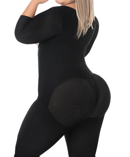 Faja completa reloj de arena - manga larga hasta la rodilla con cremallera perineal y broche central. Faja Colombiana Full Body 360 – Moldeo total y soporte completo ( Ref. O-025 / O-225 )