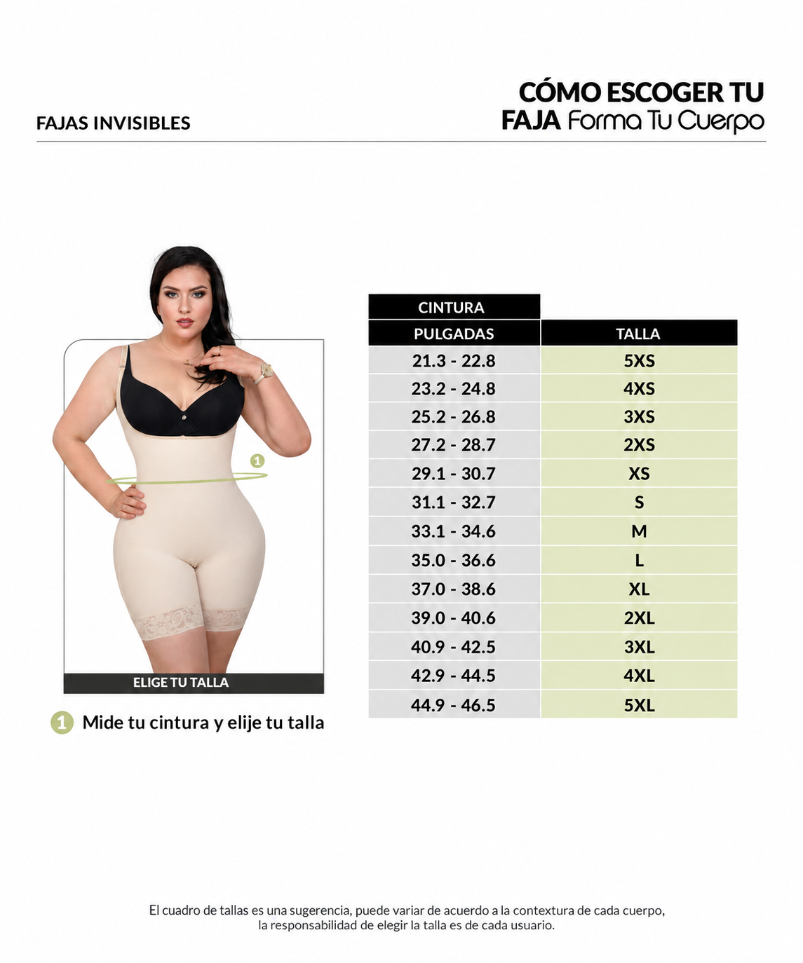 Guía de tallas de este producto