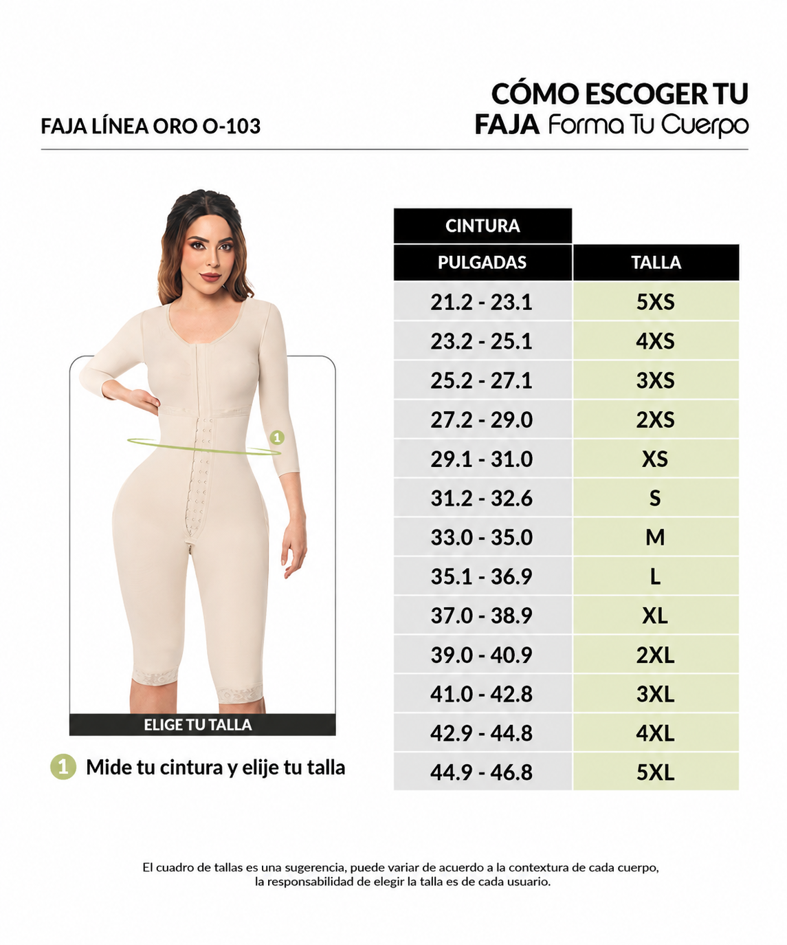 Guía de tallas de este producto