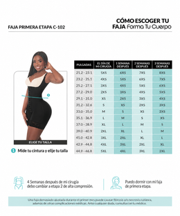 Faja postoperatoria con broches frontales:  Ajuste progresivo y soporte ( REF. C-002- C-102 )